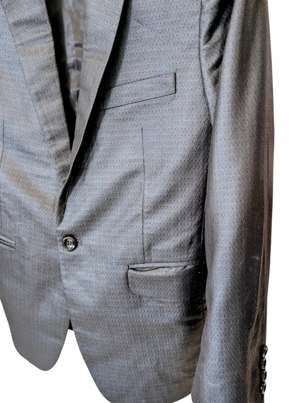 Men's Formal Charcoal Metallic Grey Slim Fit 2 Piece Suit Set Xl